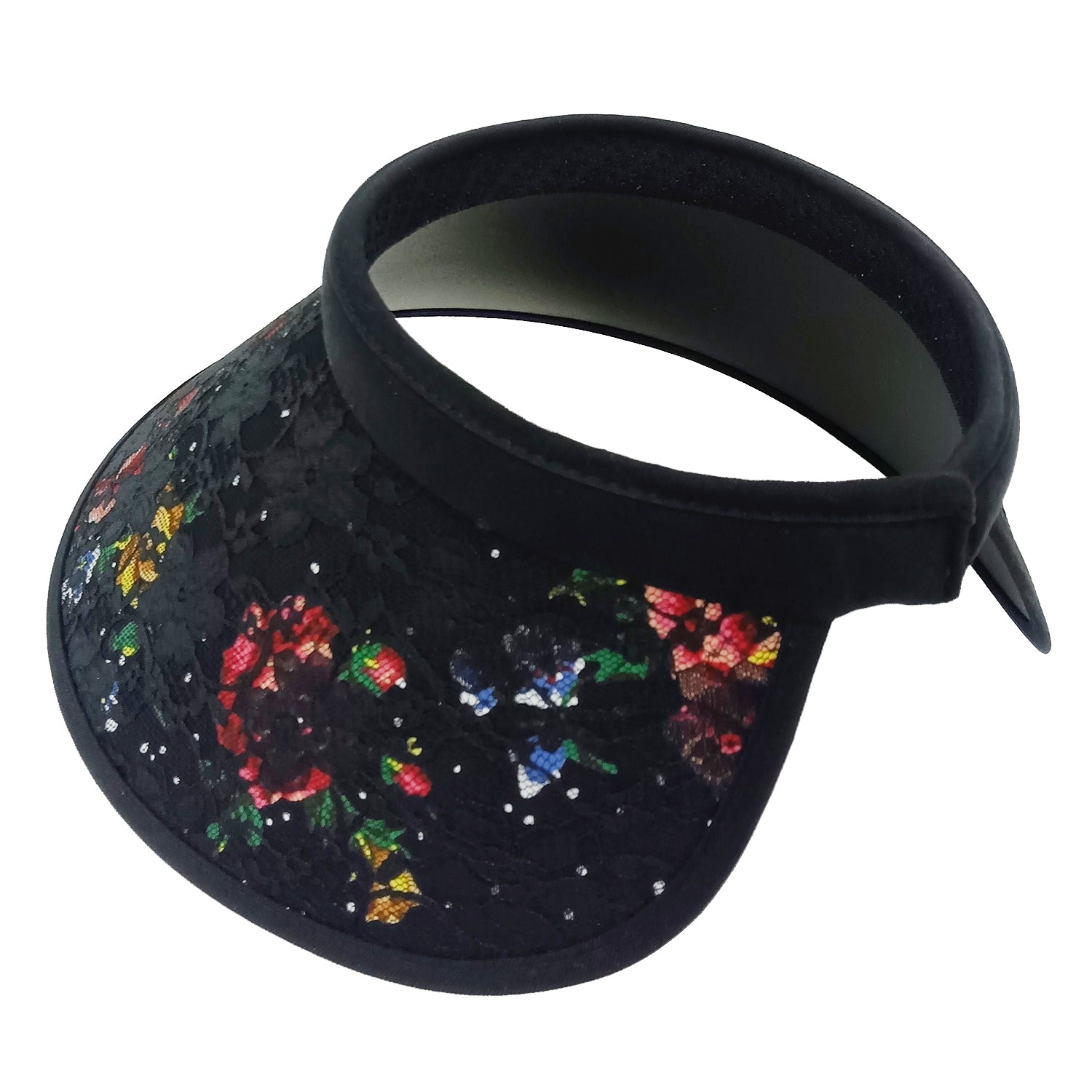 rose print lace visor